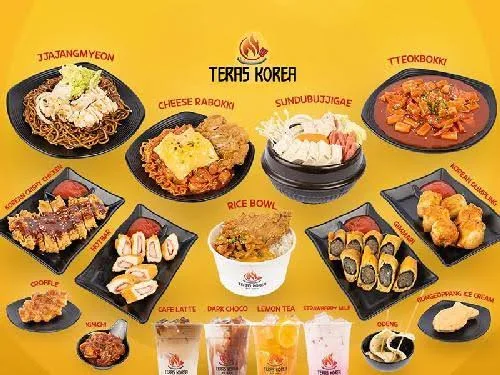Seluruh menu andalan dari warung teras Korea disajikan diatas meja